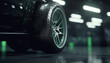 Shiny alloy wheel reflects modern sports car speed and performance generated by AI