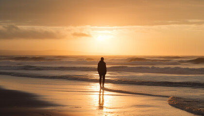 Poster - Silhouette of one person standing at dusk generated by AI