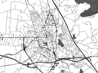 greyscale vector city map of salon-de-provence in france with with water, fields and parks, and road