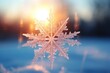 © Attasit - Snowflakes falling to snow ground warm morning light. AI generative