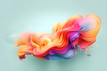Poster - Abstract colorful gradient translucent wave background. modern glossy colorful translucent fluid motion waves, fluent style liquid cloth 3D illustration. Generative AI