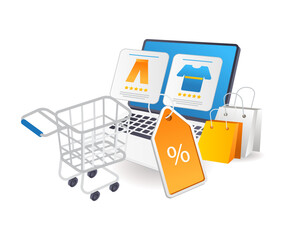 Aufkleber - Online shopping with application computer