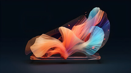 Poster - Abstract colorful gradient translucent wave background. modern glossy colorful translucent fluid motion waves, fluent style liquid cloth 3D illustration. Generative AI