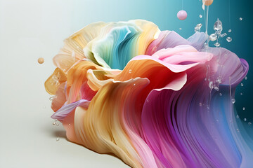 Poster - Abstract colorful gradient translucent wave background. modern glossy colorful translucent fluid motion waves, fluent style liquid cloth 3D illustration. Generative AI