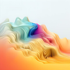Poster - Abstract colorful gradient translucent wave background. modern glossy colorful translucent fluid motion waves, fluent style liquid cloth 3D illustration. Generative AI
