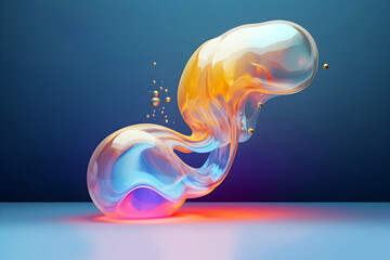 Poster - Abstract colorful gradient translucent wave background. modern glossy colorful translucent fluid motion waves, fluent style liquid cloth 3D illustration. Generative AI