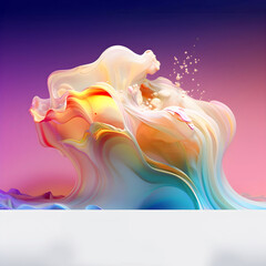 Poster - Abstract colorful gradient translucent wave background. modern glossy colorful translucent fluid motion waves, fluent style liquid cloth 3D illustration. Generative AI