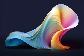 Poster - Abstract colorful gradient translucent wave background. modern glossy colorful translucent fluid motion waves, fluent style liquid cloth 3D illustration. Generative AI