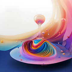 Poster - Abstract colorful gradient translucent wave background. modern glossy colorful translucent fluid motion waves, fluent style liquid cloth 3D illustration. Generative AI