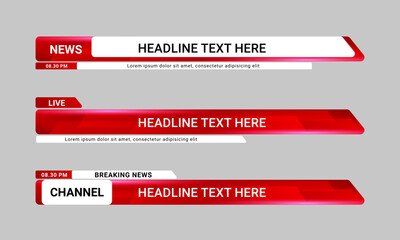 Aufkleber - newscast lower third banner vector. set of lower third bar templates for breaking news, sports news 