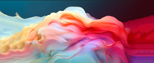 Poster - Abstract colorful gradient translucent wave background. modern glossy colorful translucent fluid motion waves, fluent style liquid cloth 3D illustration. Generative AI