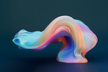 Poster - Abstract colorful gradient translucent wave background. modern glossy colorful translucent fluid motion waves, fluent style liquid cloth 3D illustration. Generative AI