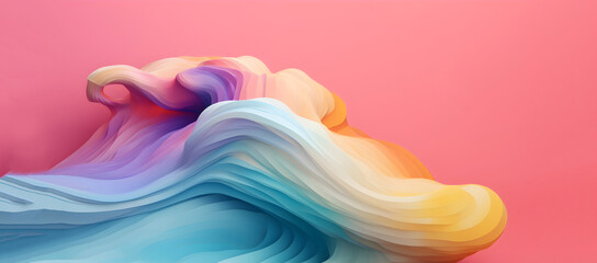 Poster - Abstract colorful gradient translucent wave background. modern glossy colorful translucent fluid motion waves, fluent style liquid cloth 3D illustration. Generative AI