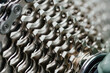 New bicycle chain, full frame, macro photo, detail, fragment