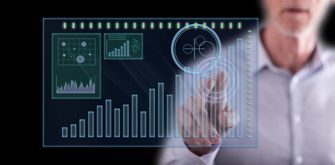 Poster - Man touching a financial analysis concept