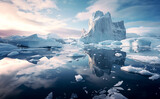 Fototapeta Natura - Icebergs in polar regions floating stunning arctic sea ice landscape icy seascape 