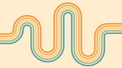 Wall Mural - abstract background of rainbow groovy wavy line design in 1970s hippie retro style. vector pattern r