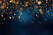 abstract background with Dark blue and gold particle, Christmas Golden light shine particles bokeh