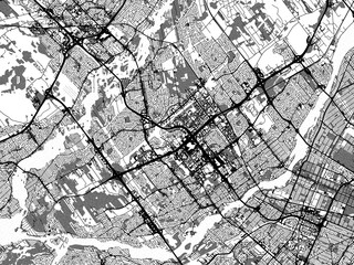 greyscale vector city map of laval quebec in canada with with water, fields and parks, and roads on 
