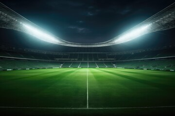 cinematic scene of an empty football stadium. 