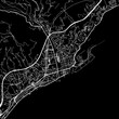 1:1 square aspect ratio vector road map of the city of  Savona in Italy with white roads on a black background.