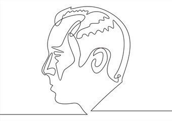 Wall Mural - Continuous line drawing of a male portrait vector design. One line drawing of a human face in a minimalist style graphic design