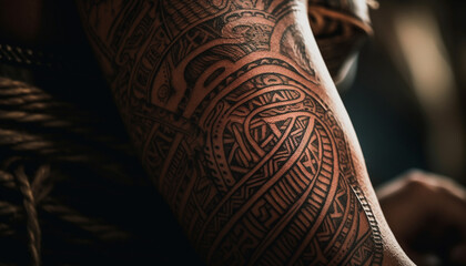 Sticker - Indigenous culture ornate henna tattoo decoration generated by AI