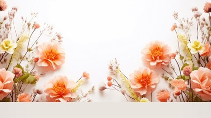 Wall Mural - Autumn composition made of beautiful flowers on light backdrop Natural floral background