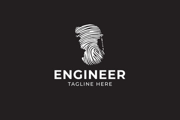 Wall Mural - fingerprint of engineer identity modern logo vector design