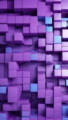 Wall Mural - Innovative Tech Wallpaper with Precisely Aligned Multisized Cubes. Purple and Blue