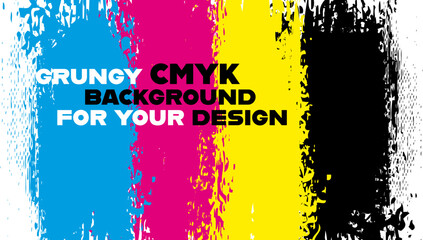 Wall Mural - cmyk colors grungy stripes abstract background