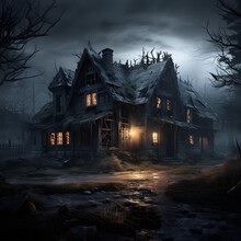 Old Haunted House In The Forest, Halloween Background