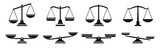Fototapeta Panele - Scales icon set. Weight scales. Justice scales. Libra icon. Silhouette style icon set