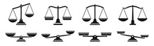 Scales Icon Set. Weight Scales. Justice Scales. Libra Icon. Silhouette Style Icon Set