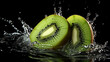 fresh kiwi fruits on white bckground with the fresh droplet water 