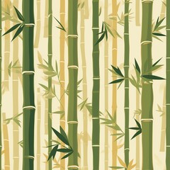  Exuding elegance and serenity, the pattern seamlessly entwines slender bamboo shoots, subtly adorned with delicate leaf clusters, against a peaceful, rice-paper-like backdrop. 