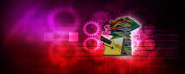 Poster - 3d rendering students education book with folder under CCTV camera