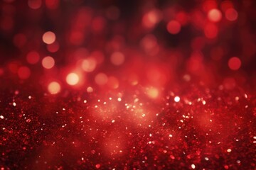 Red bokeh light background, Christmas glowing bokeh confetti and sparkle texture overlay for your design. Sparkling Red dust abstract luxury decoration background.