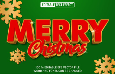 Poster - editable merry christmas gold text effect 3d style template