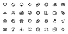 Simple Set Of Gambling-Related Vector Icons, Poker Club And Gambling Casino Black Icons Editable Vector