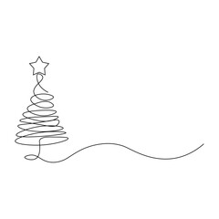 Sticker - christmas Tree Line Art Vector EPS10