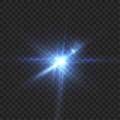 Leinwandbilder - Abstract blue flash of light and laser beams with glitter. Isolated on transparent background. Vector for art and web design.	