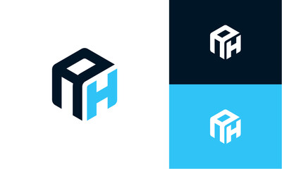 Fototapete - AH Initial Letter Hexagon Logo