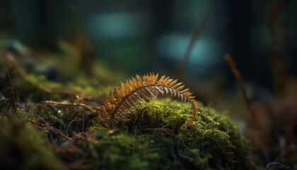 Canvas Print - Caterpillar on green leaf, nature growth cycle generated by AI