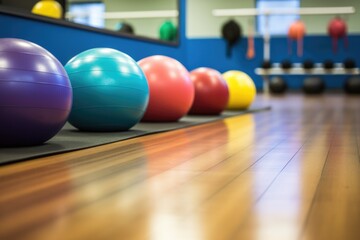 Canvas Print - stability balls in a row, ready for a core workout