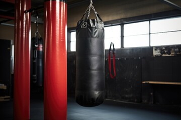 Canvas Print - punching bag hanging in the corner of a gym