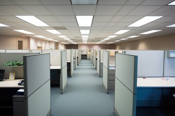 Sticker - unoccupied cubicles in an office