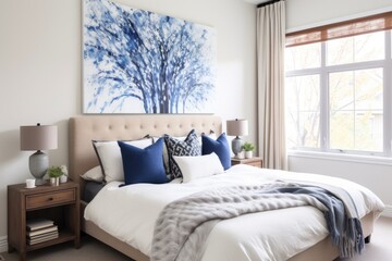 Sticker - bedroom with a large canvas art piece as the focal point