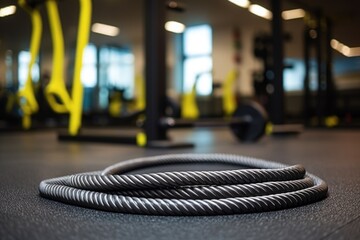 Canvas Print - close-up of fitness rope on the gym floor