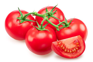 Wall Mural - Tomato branch isolated on white background. Macro shot.